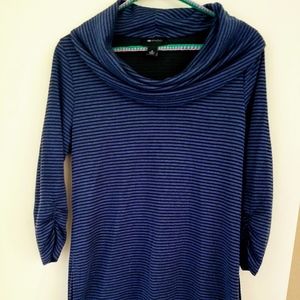 AB Studio Boat-neck 3/4 sleeve Ble/Black TopThis T